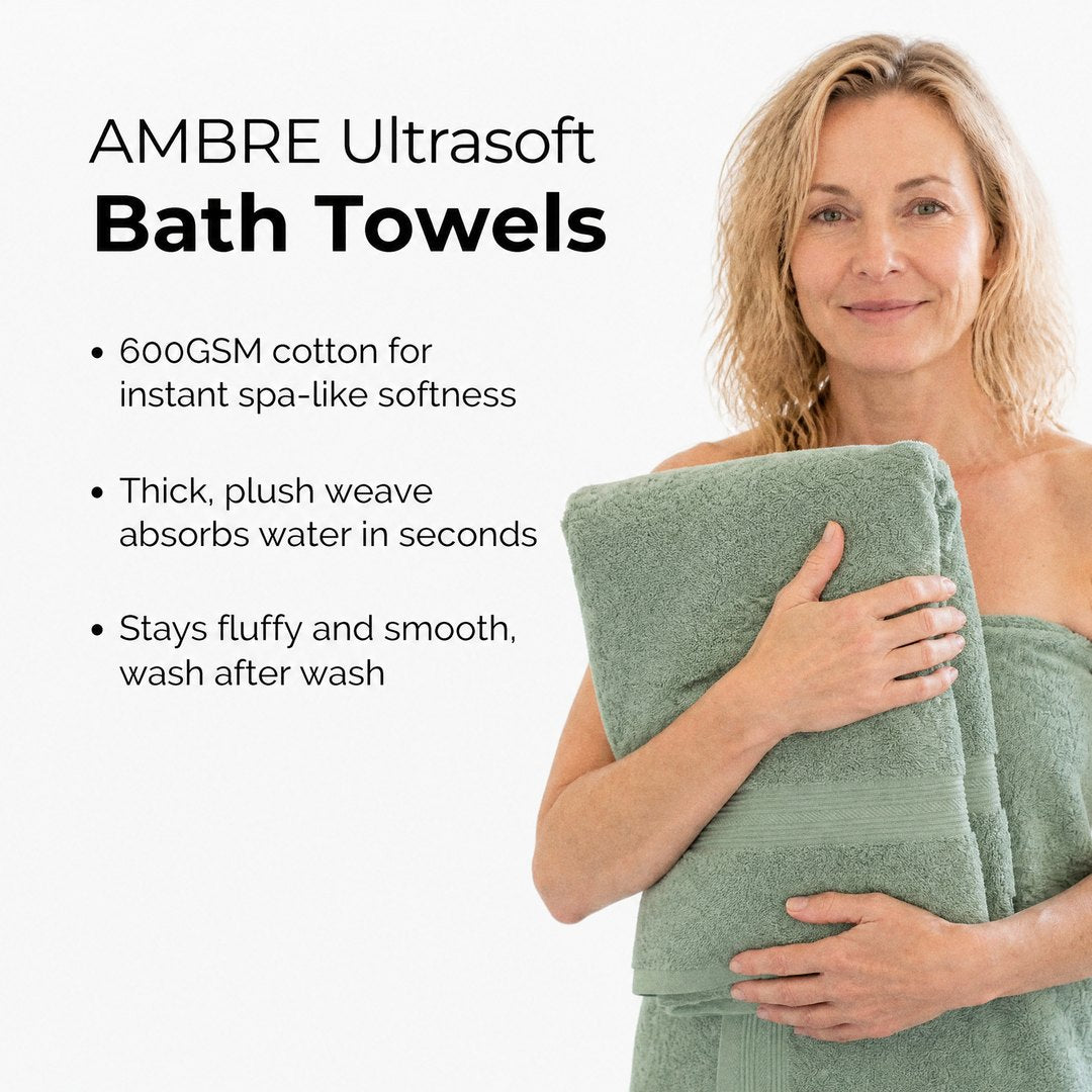 Ambre Ultrasoft bath towels benefits (Sage)