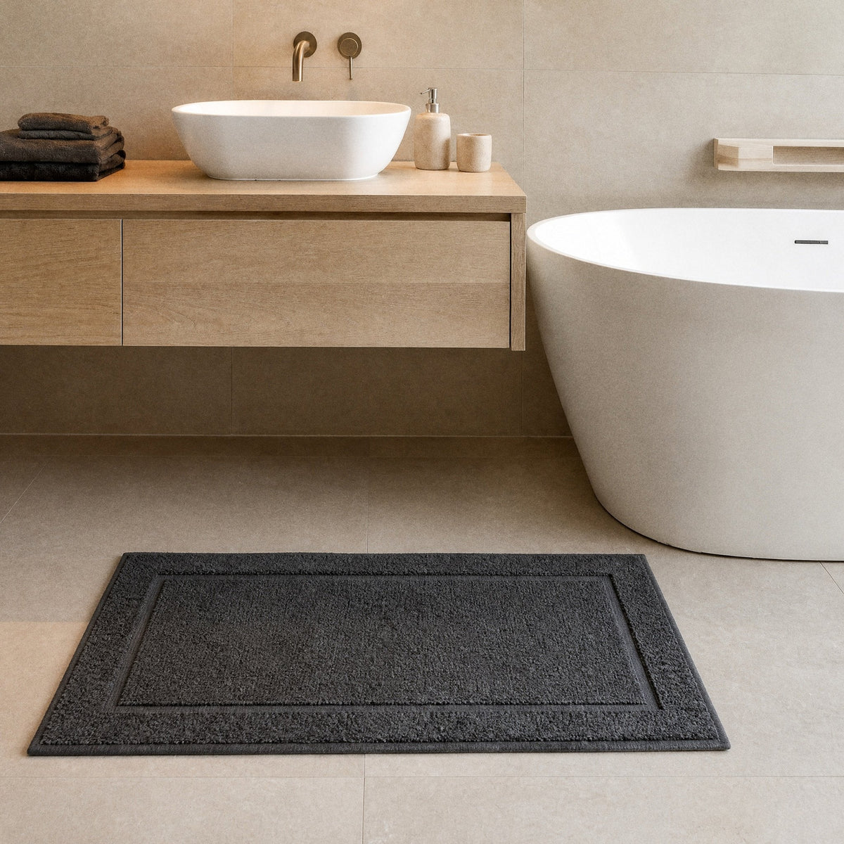 Cotton Bath Mat in a bathroom