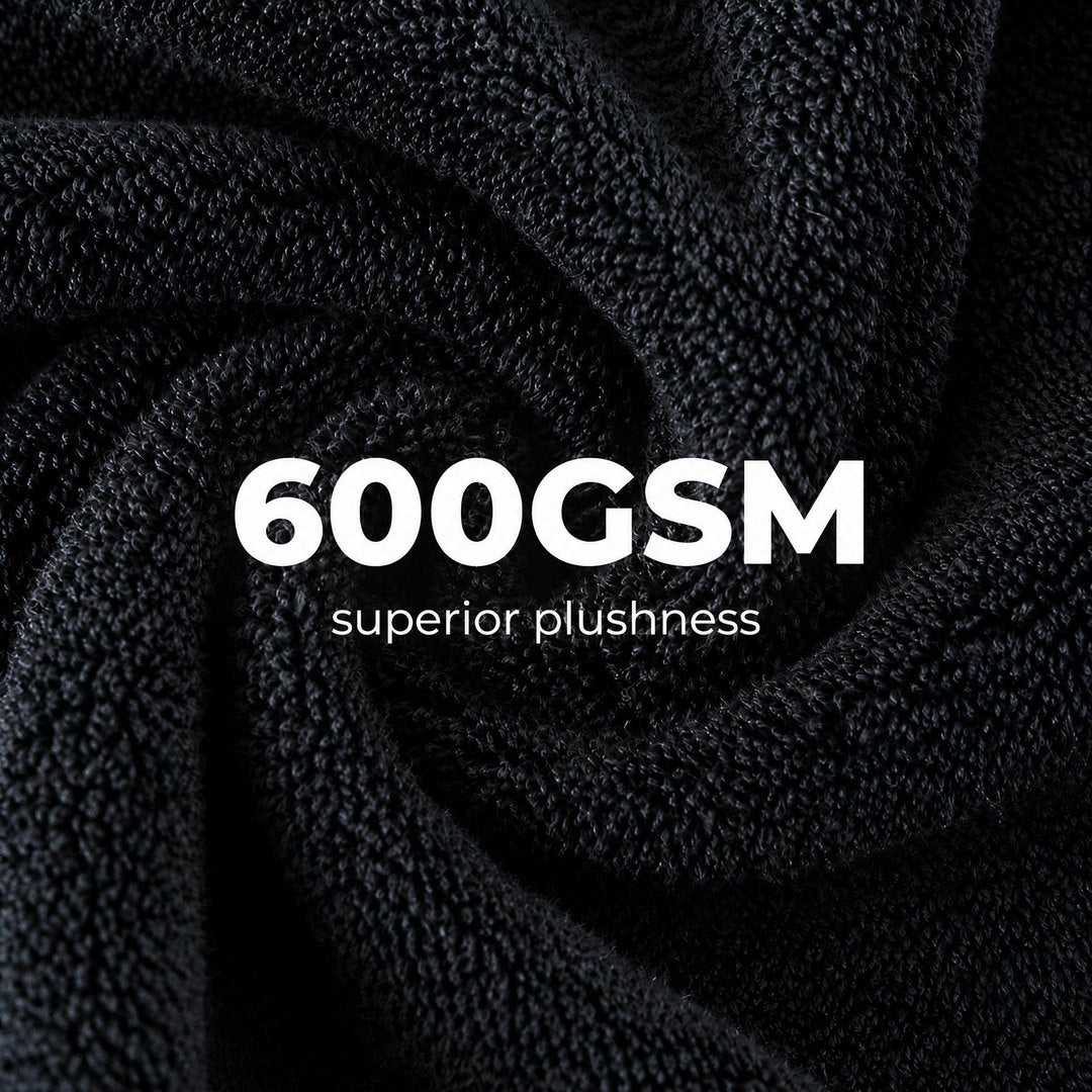 600GSM terry pile close-up (Midnight Black)