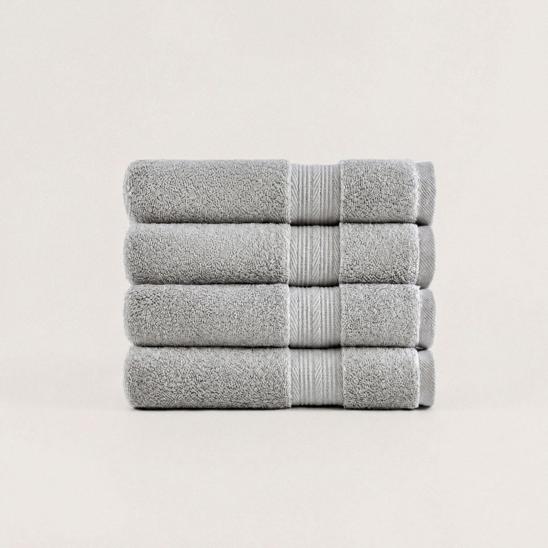 Four folded Ultrasoft hand towels (Stone Grey)
