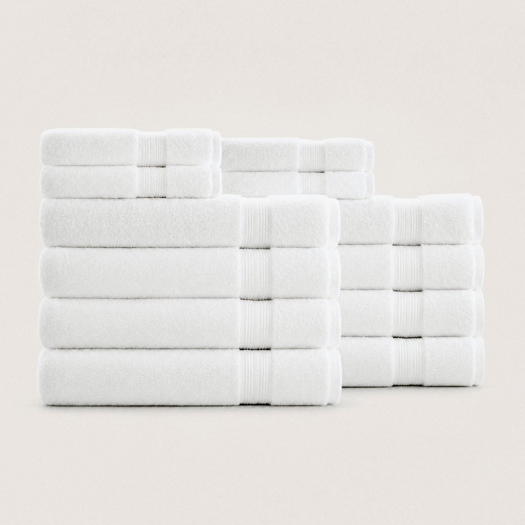 12 piece towel set with bath towels (Cloud White)