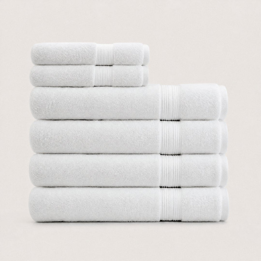 6 piece towel set with bath towels (Cloud White)