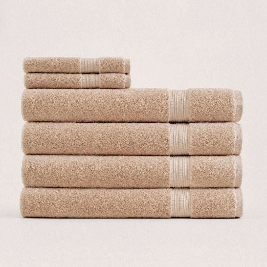 6 piece towel set with bath sheets (Sand)