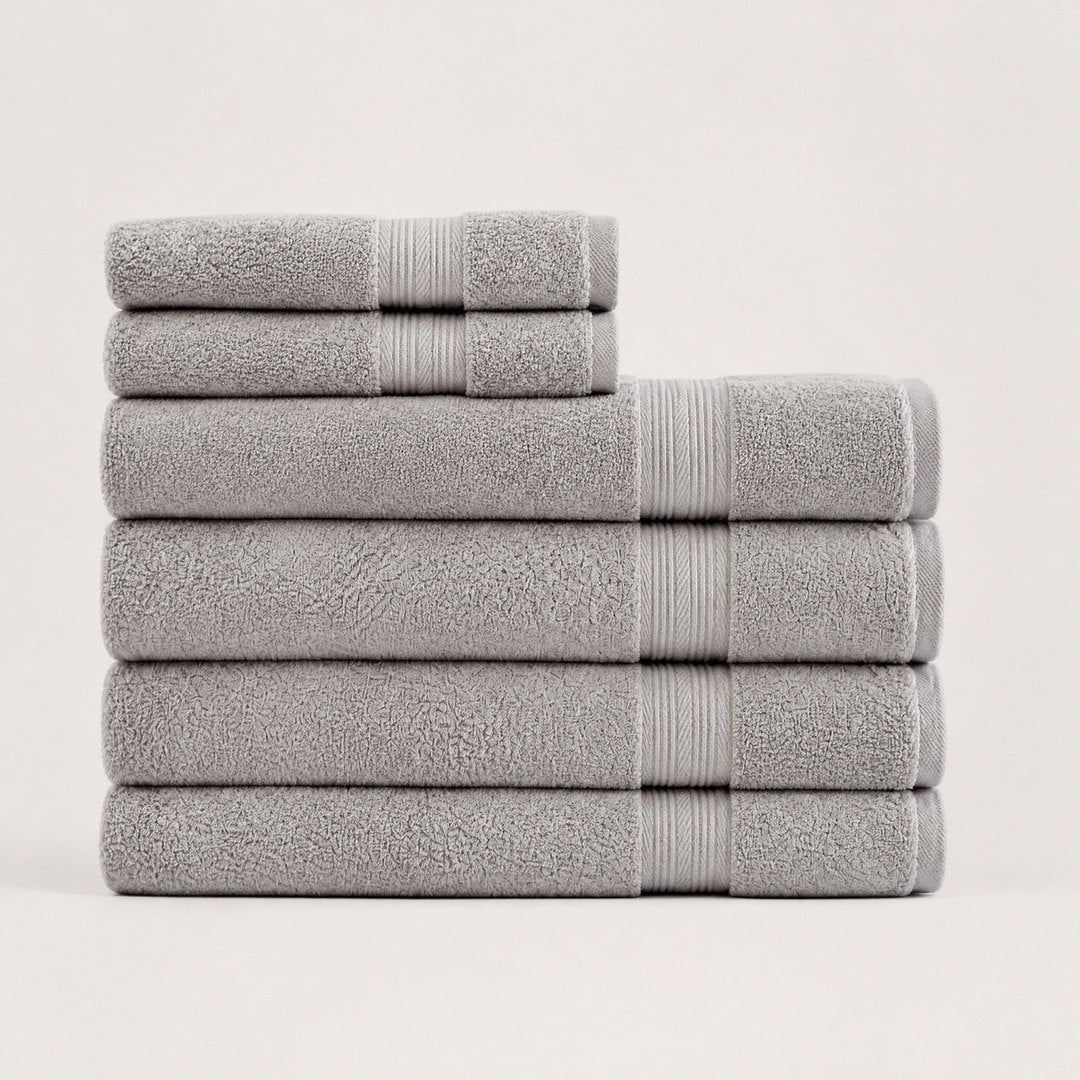 6 piece towel set with bath towels (Stone Grey)