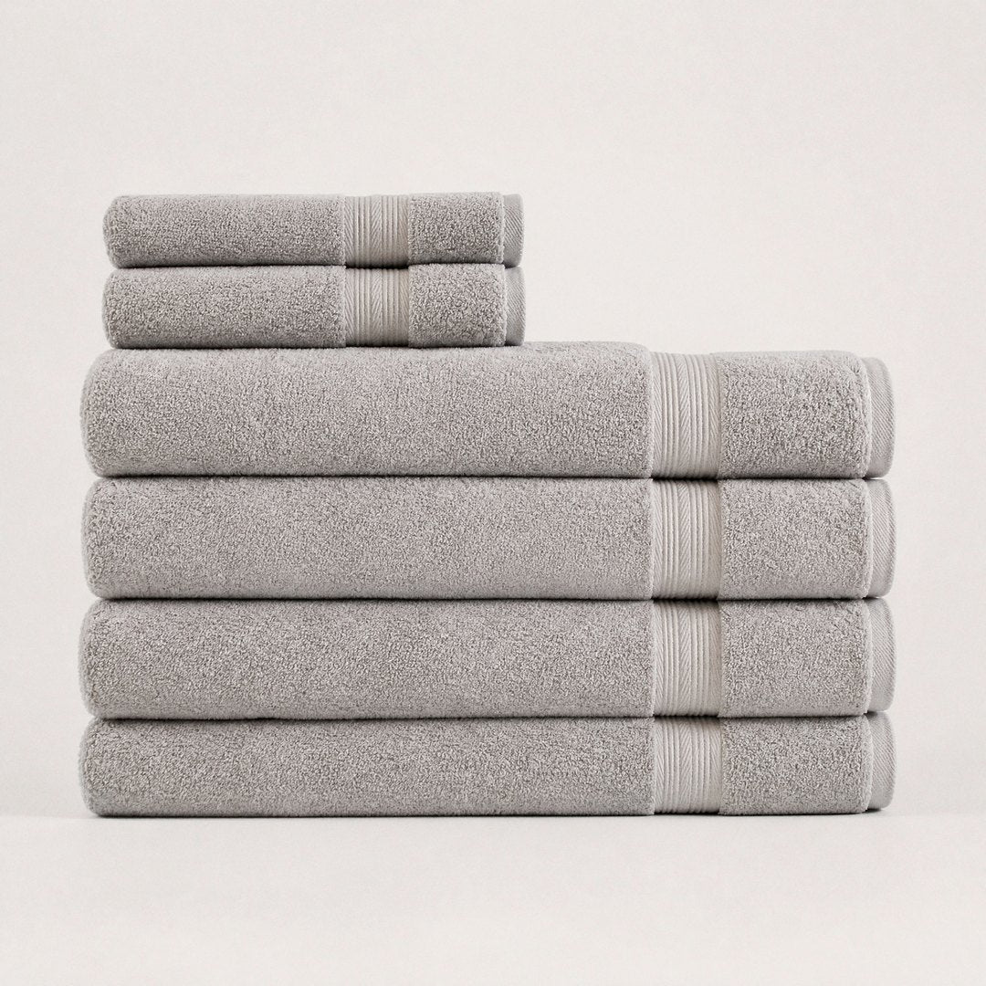 6 piece towel set with bath sheets (Stone Grey)